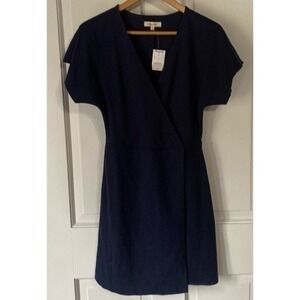 Madewell Blue Cross-Front Flutter-Sleeve Mini Dress Size Small NWT